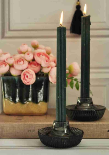 Świecznik okrągły z ciemnego szkła