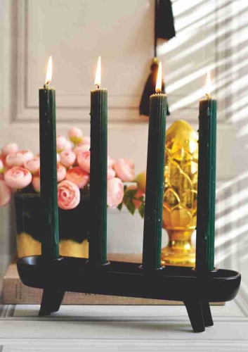 Świecznik kamionka czarny na cztery świece