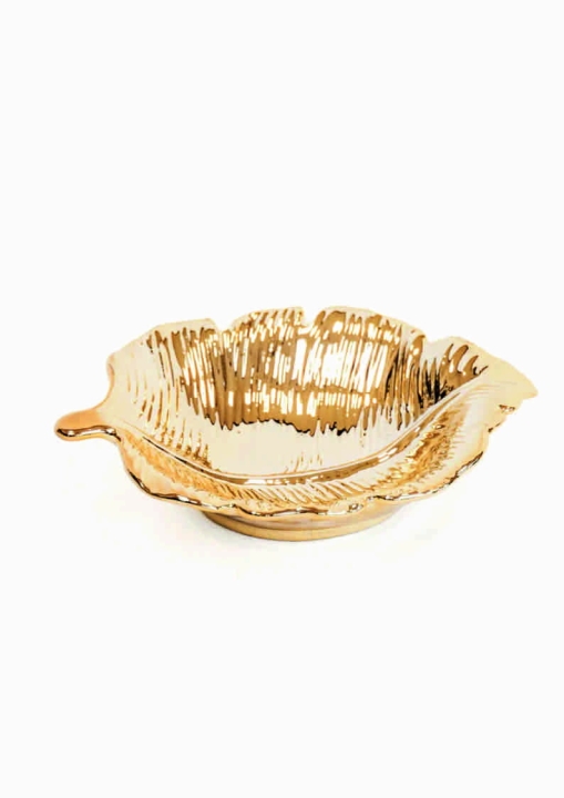 Talerzyk na biżuterię złoty liść