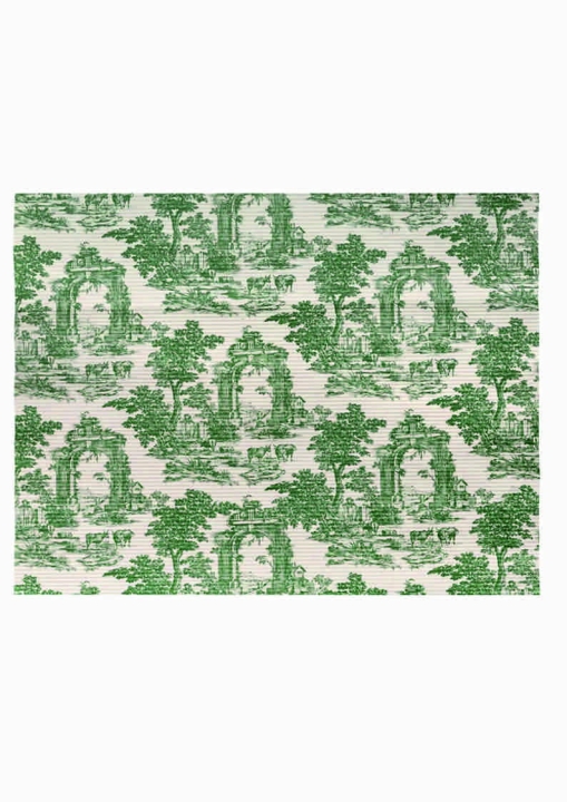 Zielony papier ozdobny  we wzór TOILE DE JOUY