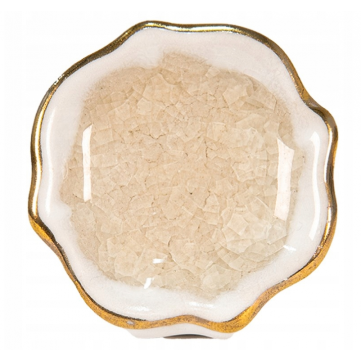 Ceramiczna gałka do mebli z efektem spękania i złotą obwódką – model LILY