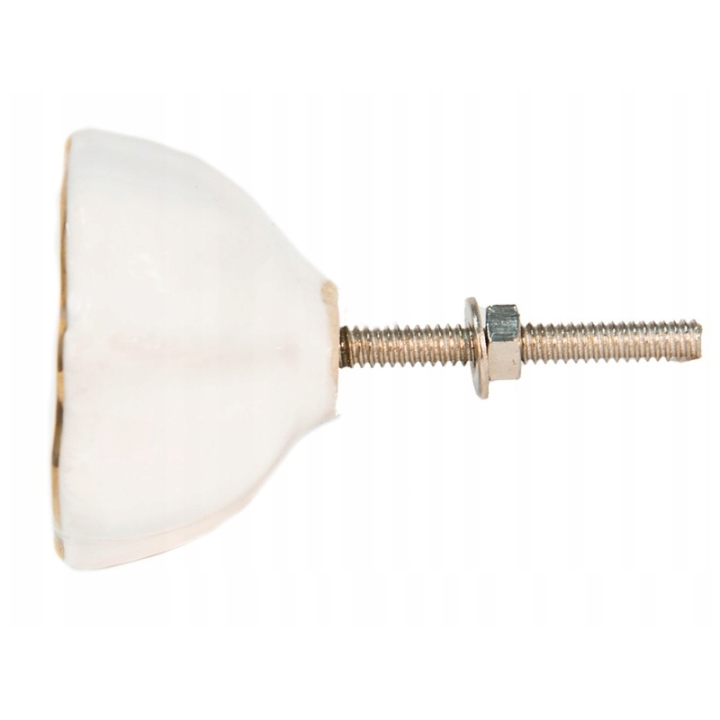 Dekoracyjna gałka meblowa biało-beżowa w stylu klasycznym i glamour