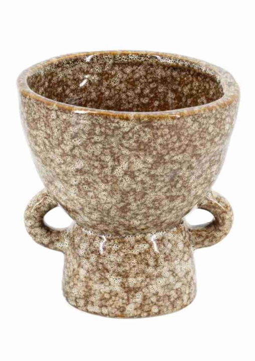 Ceramiczny wazon w kolorze brązowym z dwoma uchwytami