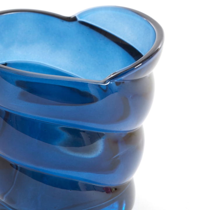 Luksusowy szklany świecznik dekoracyjny w kolorze niebieskim z unikalną formą