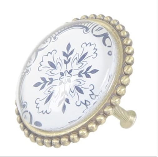 Gałka do mebli z niebieskim wzorem