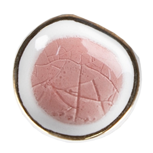 Różowa ceramiczna gałka meblowa PINK z organiczną formą i złotą obwódką