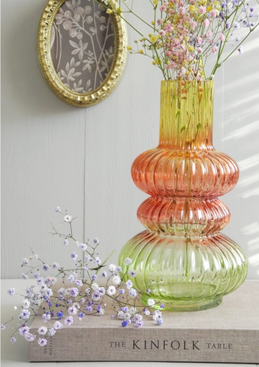 trójkolorowy wazon szklany z efektem ombre