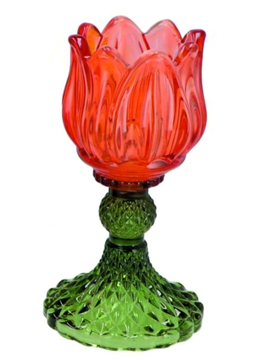 Świecznik pomarańczowy tulipan na zielonej nóżce