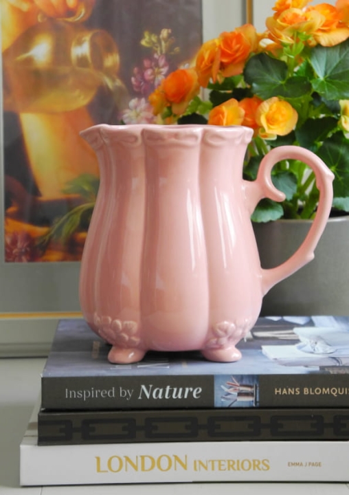 dzbanek ceramiczny różowy pink na stół w stylu retro