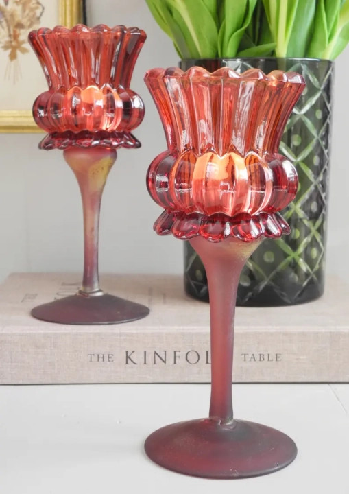 dekoracyjny świecznik na tealight na wysokiej nóżce