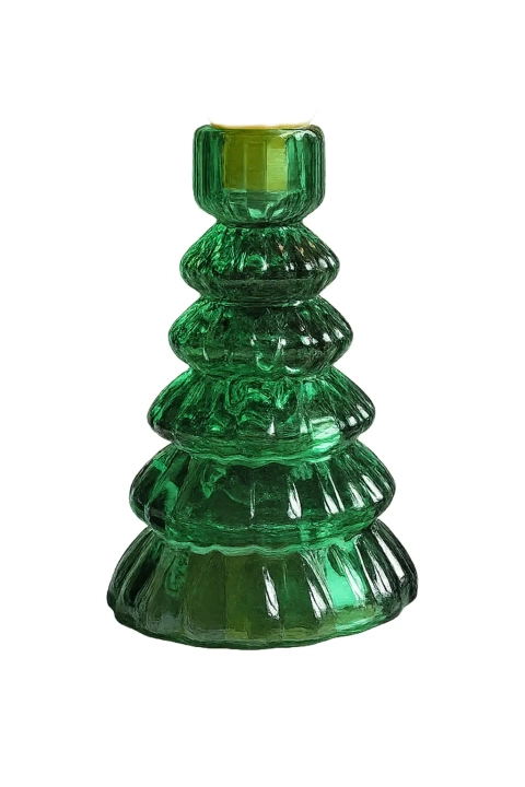 Elegancki świecznik szklany choinka – dekoracja świąteczna do salonu i jadalni