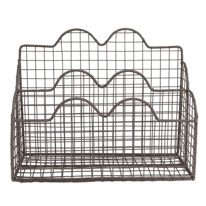 Metalowy organizer GRID na listy i dokumenty z falistymi brzegami do postawienia lub zawieszenia