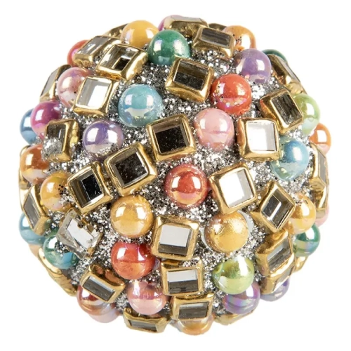 Ozdobna gałka do mebli w kształcie kuli – kolorowe perełki i złote detale