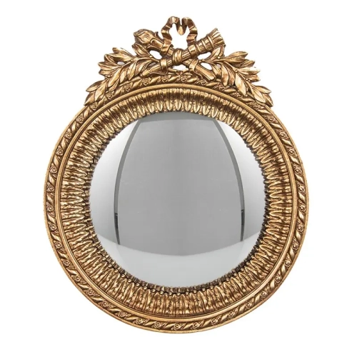 Lusterko dekoracyjne Clayre & Eef  w złotej ramie z kokardą, efekt bubble