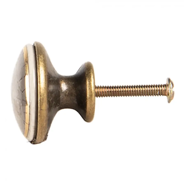 Elegancka gałka meblowa ceramiczna szara 3 cm w metalowej bazie
