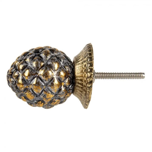 Elegancka gałka do mebli Stella w kształcie szyszki, szkło i stare złoto