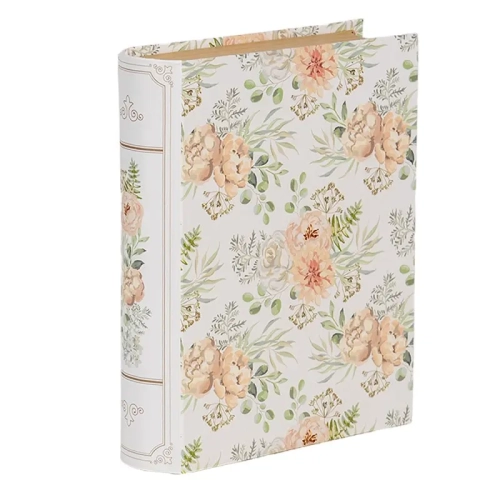 Pudełko książka Harmony kremowa elegancja z kwiatowym wzorem