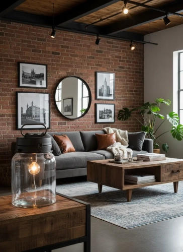 Lampa stołowa LED na baterie w industrialnym salonie – przytulne światło na drewnianym stoliku