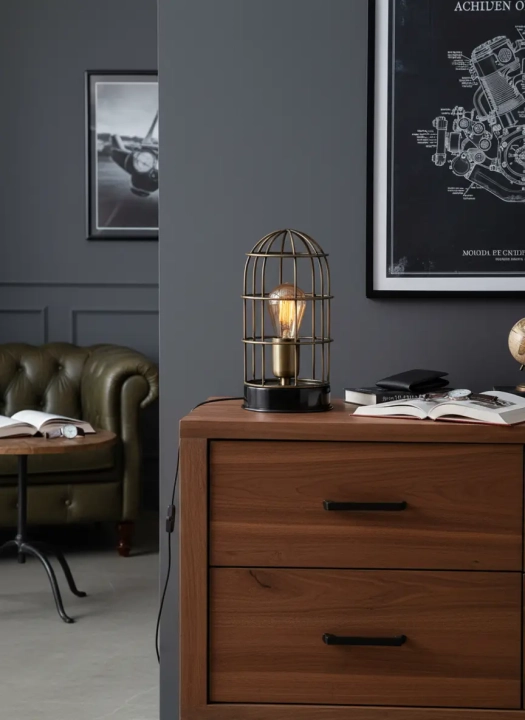 Metalowa lampa stołowa w stylu industrialnym do biura i sypialni