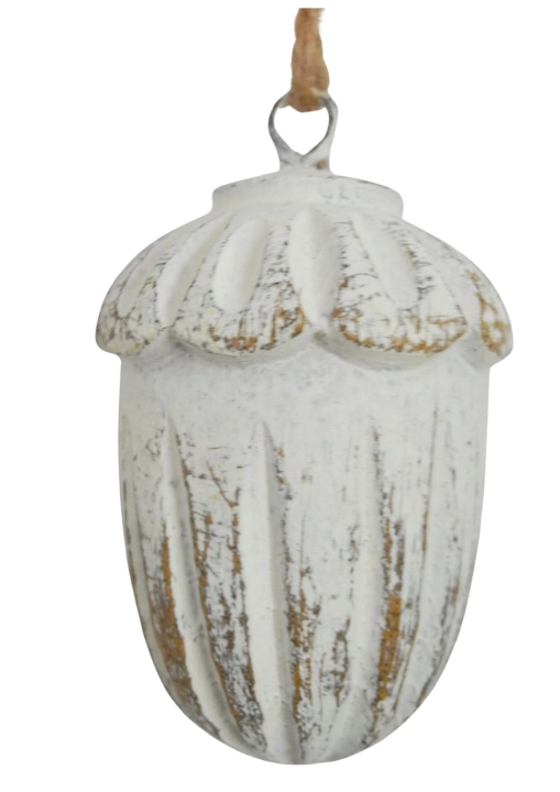 Dekoracyjna zawieszka w kształcie żołędzia z bielonym wykończeniem