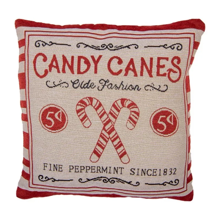 Poszewka ozdobna świąteczna Clayre & Eef 44x44 cm w beżowo-czerwonych odcieniach