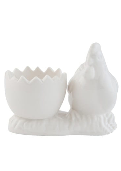 ceramiczny kieliszek na jajko w kształcie kury z białej ceramiki
