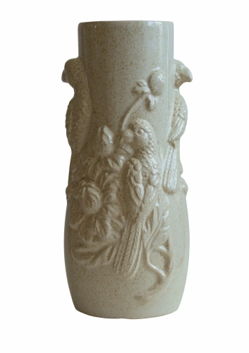 Wysoki beżowy wazon ceramiczny z nakropieniem 34,5 cm