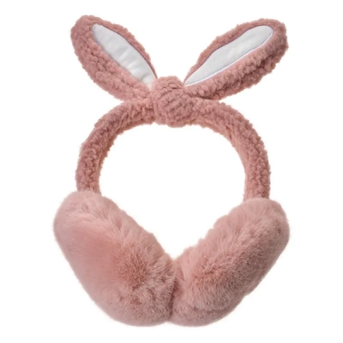Różowe puszyste nauszniki dziecięce z uszkami królika Pink Rabbit