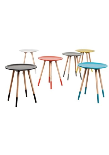 Stolik pomocnik z niebieskim blatem