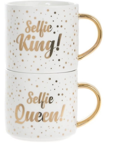 Zabawny komplet kubków ze złotymi dekoracjami