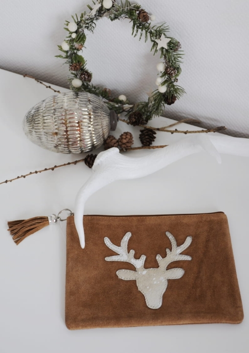 Kosmetyczka z brązowego zamszu