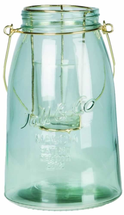 niebieski lampion szklany z uchwytem – stylowa dekoracja na świecę