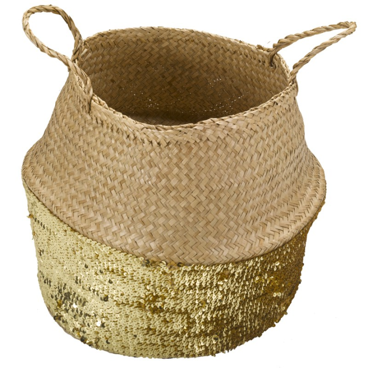 Kosz naszywany cekinami