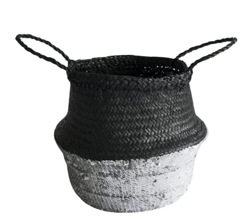 Składany koszyk ze srebrnymi cekinami