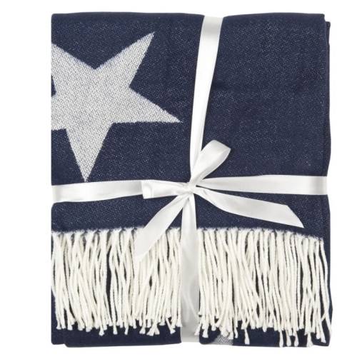 Niebieski koc w białe gwiazdki