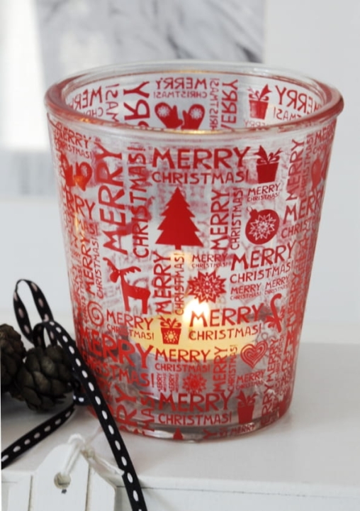 Transparentny świecznik na stół w stylu świątecznym