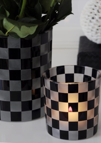 Szklany pojemnik dekoracyjny w szachownicę SQUARES