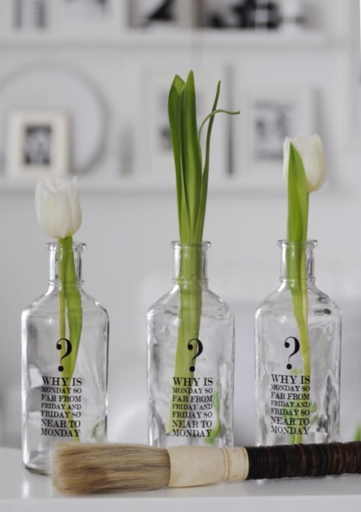 Butelka dekoracyjna z transparentnego szkła z tekstem -Why is monday