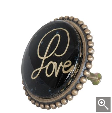 Ozdobny uchwyt do mebli w stylu retro – metalowy uchwyt z napisem LOVE