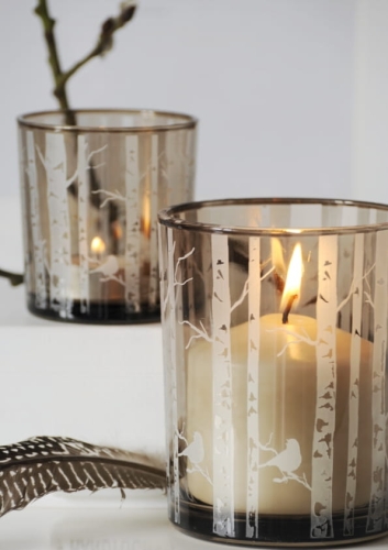 Dekoracyjne lampiony w stylu skandynawskim z przydymionego szkła