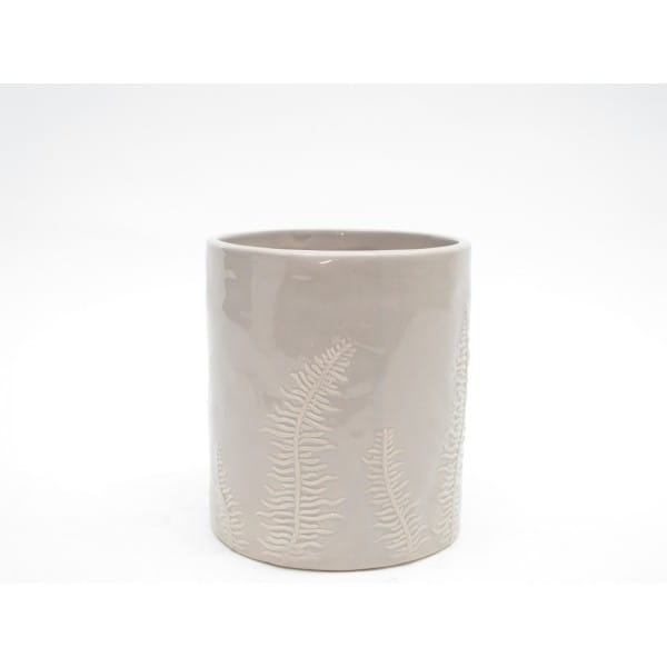 Zestaw ceramicznych osłonek FERN w kolorze taupe z roślinnym wzorem