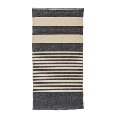 Chodnik czarno-beżowy w paski z tworzywa sztucznego do domu i na taras