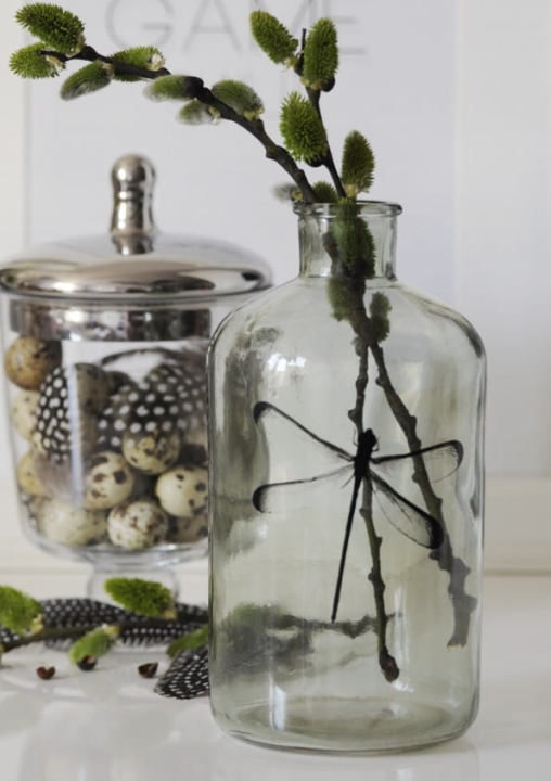 Butelka z przydymionego szkła z metalową ważką – dekoracja w stylu vintage DRAGON