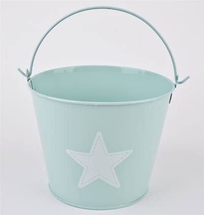 Stylowy metalowy pojemnik na zabawki z motywem gwiazdy, pistacjowy 5l.